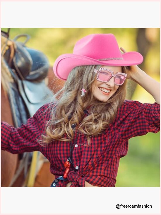 Cowgirl Hat with Earrings and Sunglasses 3 Pc Western Outfit Set for Women main image 7